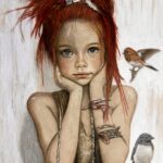 Redhead 3 - Polychromos + Acryl